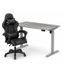 Zestaw: Biurko z regulacją wysokości, szare + Fotel gamingowy NORD-X czarny - TechViking