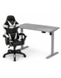 Zestaw: Biurko z regulacją wysokości, szare + Fotel gamingowy NORD-X czarno-biały - TechViking