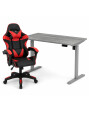 Zestaw: Biurko z regulacją wysokości, szare + Fotel gamingowy NORD-X czarno-czerwony - TechViking
