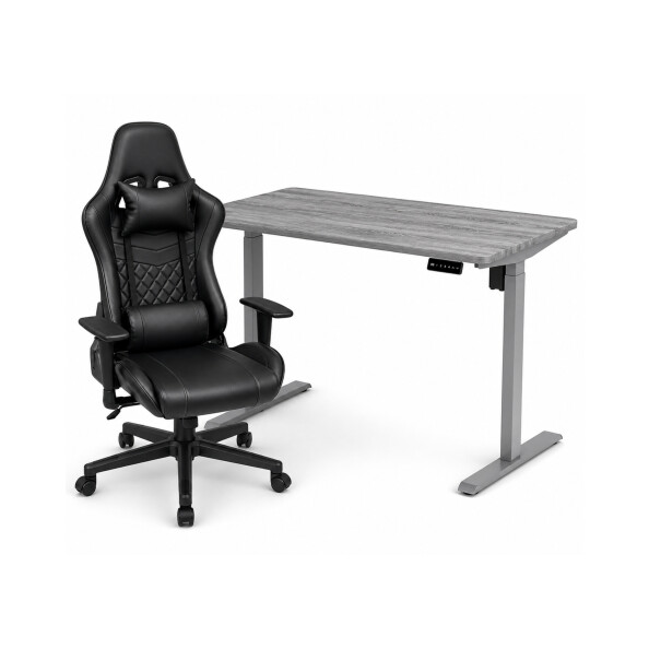 Zestaw: Biurko z regulacją wysokości, szare + Fotel gamingowy THOR-X czarny - TechViking #1