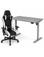Zestaw: Biurko z regulacją wysokości, szare + Fotel gamingowy THOR-X czarno-biały - TechViking