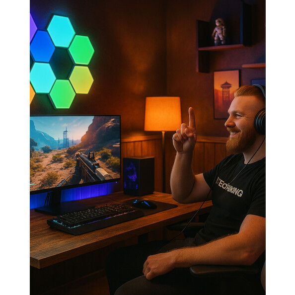 Biurko z elektryczną regulacją wysokości, 1200x600 mm, NATURAL: orzech/czarne - TechViking #6