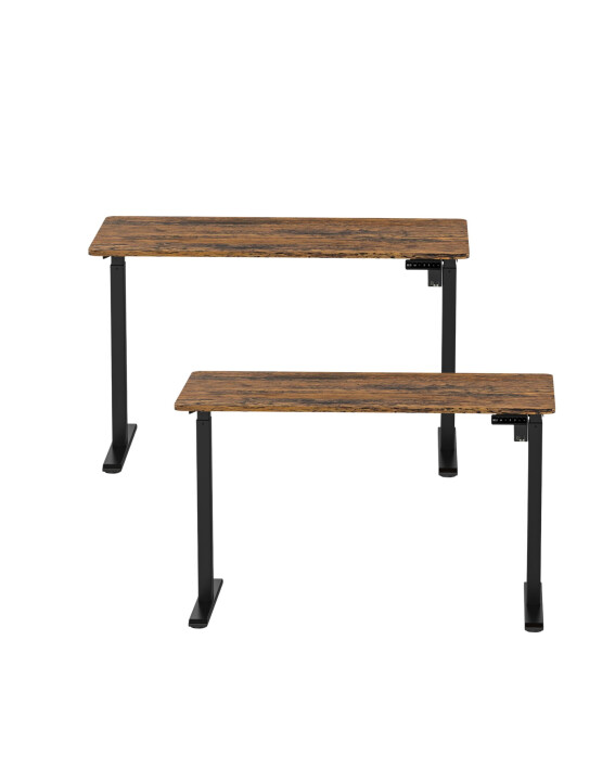 2x Biurko z elektryczną regulacją wysokości, 1200x600 mm, NATURAL: orzech/czarne - TechViking