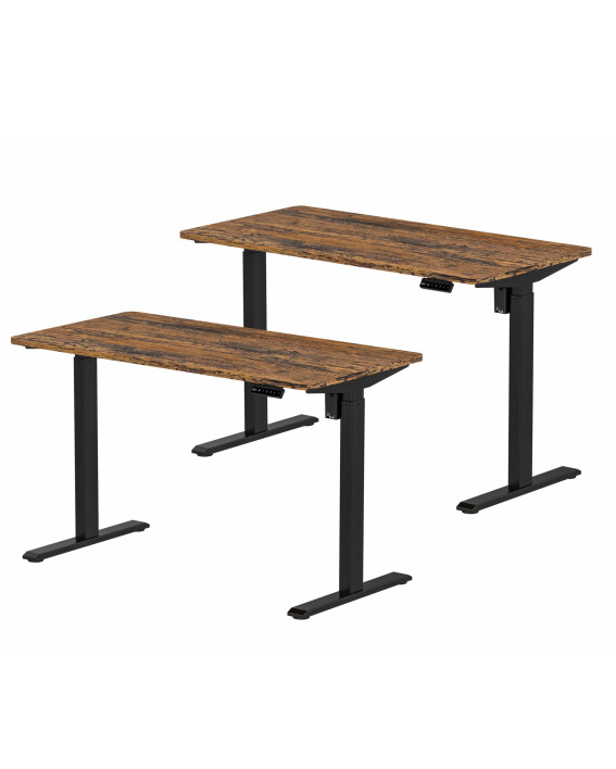 2x Biurko z elektryczną regulacją wysokości, 1200x600 mm, NATURAL: orzech/czarne - TechViking