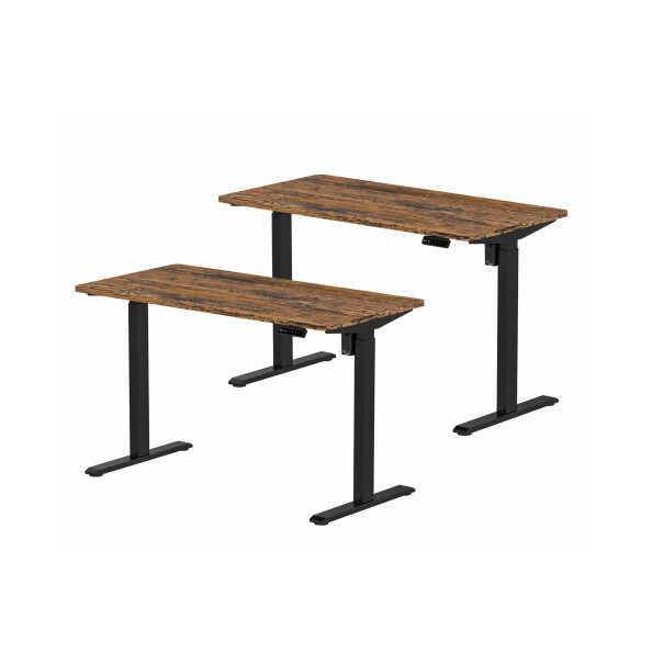 2x Biurko z elektryczną regulacją wysokości, 1200x600 mm, NATURAL: orzech/czarne