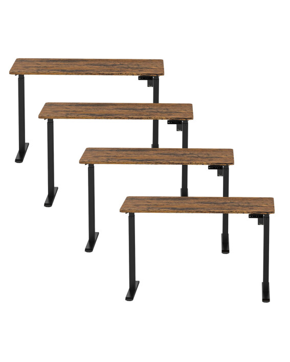 4x Biurko z elektryczną regulacją wysokości, 1200x600 mm, NATURAL: orzech/czarne - TechViking