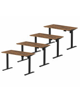 4x Biurko z elektryczną regulacją wysokości, 1200x600 mm, NATURAL: orzech/czarne - TechViking