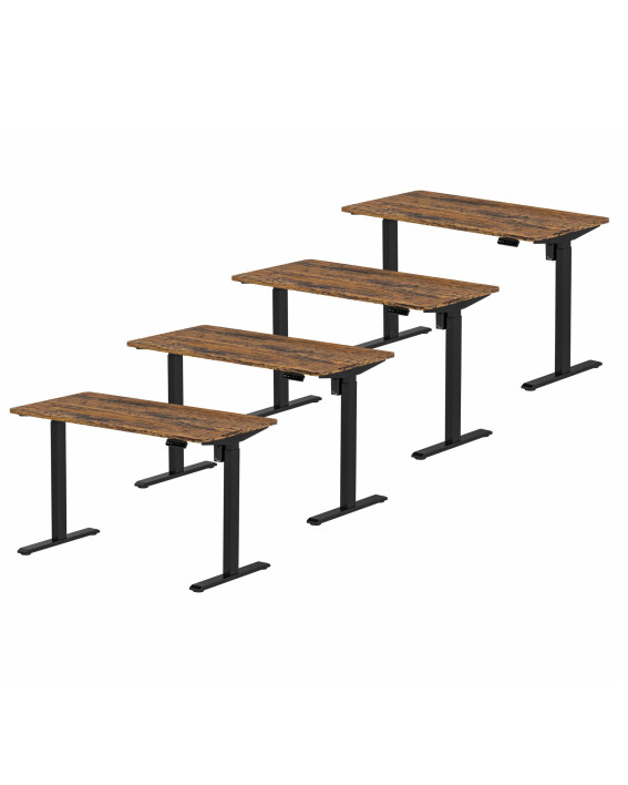 4x Biurko z elektryczną regulacją wysokości, 1200x600 mm, NATURAL: orzech/czarne - TechViking