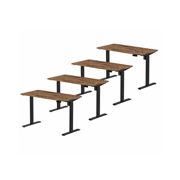 4x Biurko z elektryczną regulacją wysokości, 1200x600 mm, NATURAL: orzech/czarne