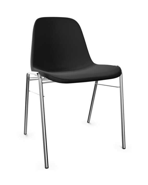 Krzesło do poczekalni Beta Chrome czarne - TechViking