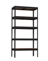 Metalowy regał półkowy SKALD, 1800x900x450 mm, 5 półek z płyty MDF, 250 kg, czarny - TechViking