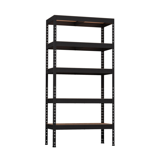Metalowy regał półkowy SKALD, 1800x1200x450 mm, 5 półek z płyty MDF, 275 kg, czarny - TechViking #1