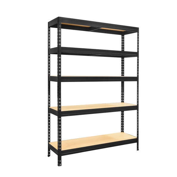 Metalowy regał półkowy SKALD, 1800x1200x450 mm, 5 półek z płyty MDF, 275 kg, czarny - TechViking #2
