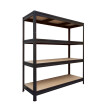 Metalowy regał półkowy THORAX, 1770x1800x600 mm, 4 półki z płyty MDF, 500 kg, czarny - TechViking #2