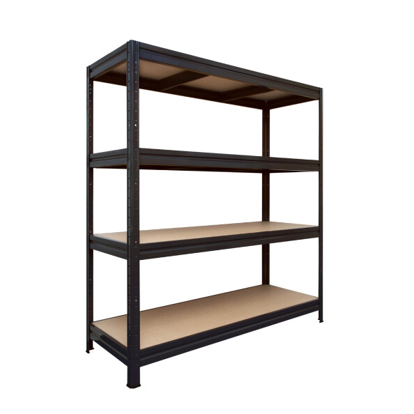 Metalowy regał półkowy THORAX, 1770x1800x600 mm, 4 półki z płyty MDF, 500 kg, czarny - TechViking #2