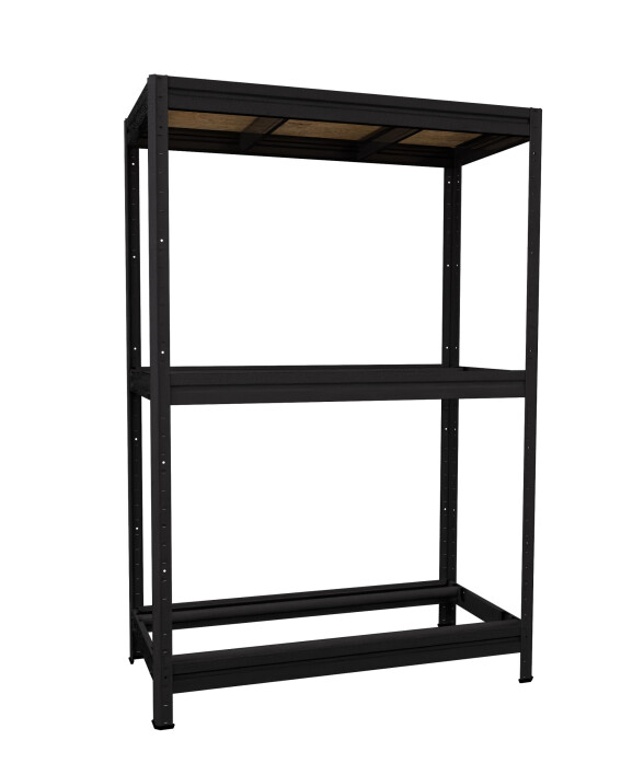 Metalowy regał na opony THORAX TYRE, 1770x1200x600 mm, 2+1 półki, 100 kg, czarny - TechViking